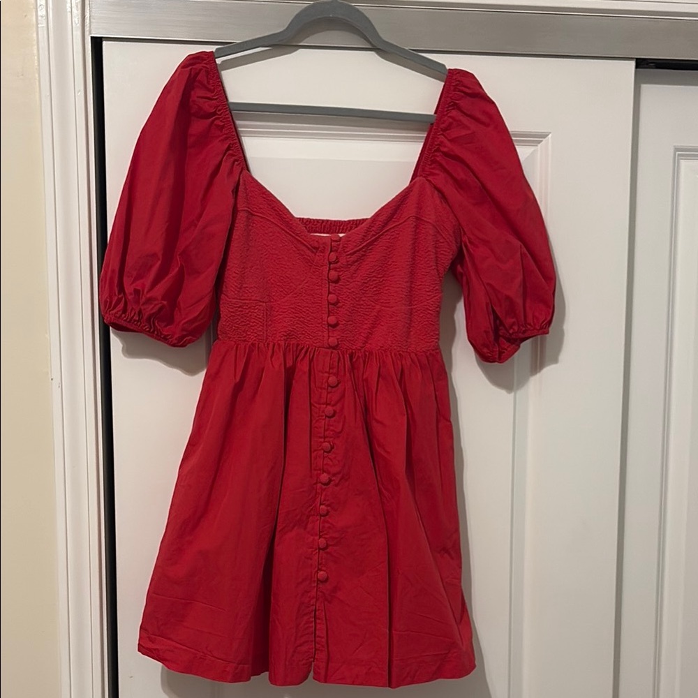 Red Puff Sleeve Dress